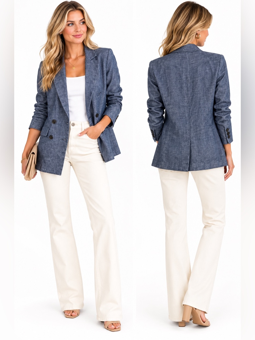 EVEREVE Denim Blazer Blue Size Small
